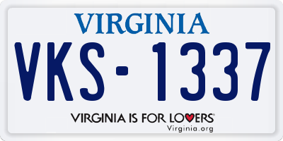 VA license plate VKS1337