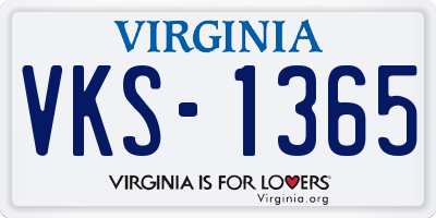 VA license plate VKS1365