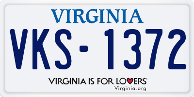 VA license plate VKS1372