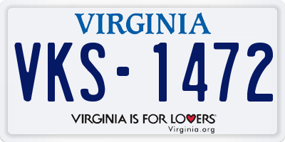 VA license plate VKS1472