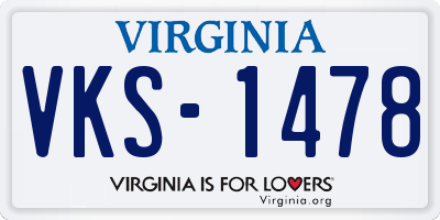 VA license plate VKS1478