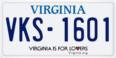 VA license plate VKS1601