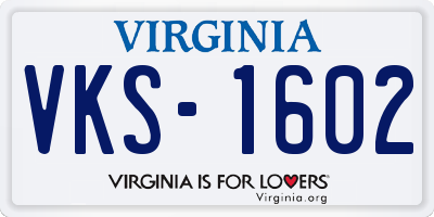 VA license plate VKS1602