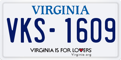 VA license plate VKS1609