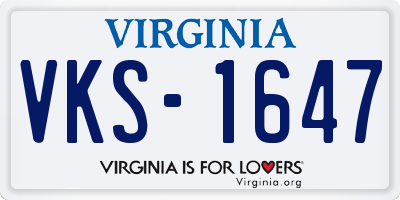 VA license plate VKS1647