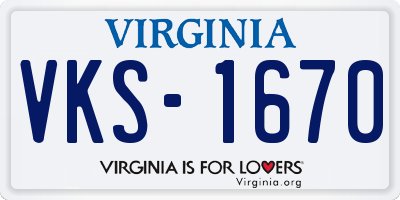VA license plate VKS1670