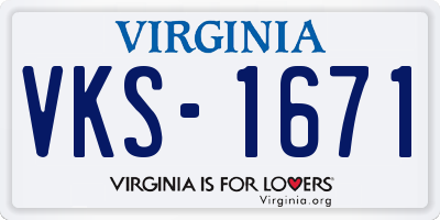 VA license plate VKS1671