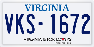 VA license plate VKS1672