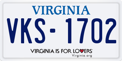 VA license plate VKS1702