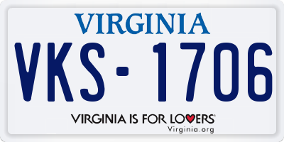 VA license plate VKS1706