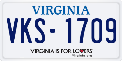 VA license plate VKS1709
