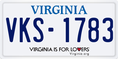 VA license plate VKS1783