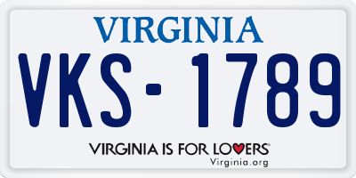 VA license plate VKS1789