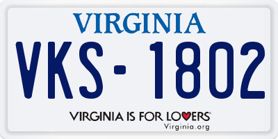 VA license plate VKS1802