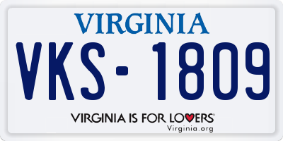 VA license plate VKS1809