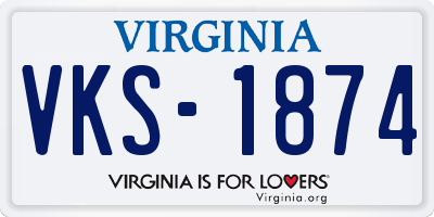 VA license plate VKS1874