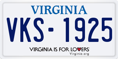 VA license plate VKS1925