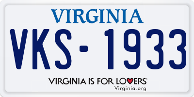 VA license plate VKS1933