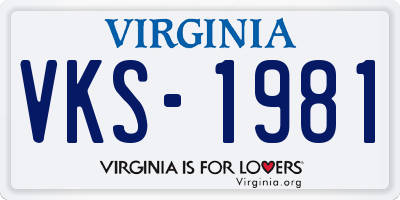 VA license plate VKS1981