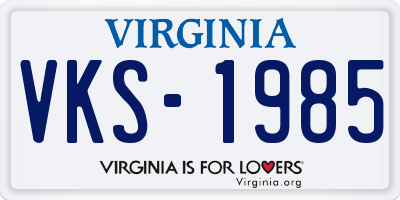VA license plate VKS1985