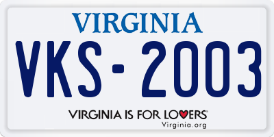 VA license plate VKS2003