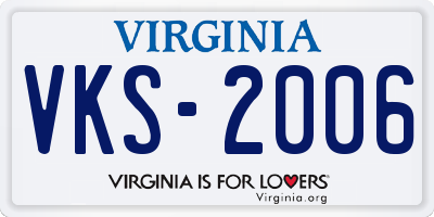 VA license plate VKS2006