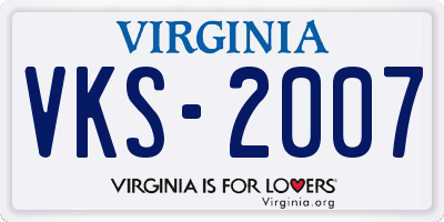 VA license plate VKS2007