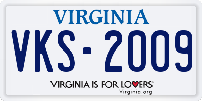 VA license plate VKS2009