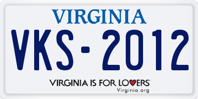 VA license plate VKS2012