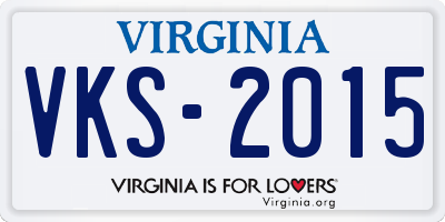 VA license plate VKS2015