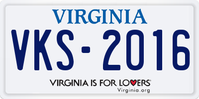 VA license plate VKS2016