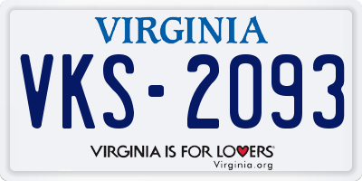 VA license plate VKS2093