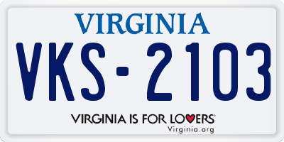 VA license plate VKS2103