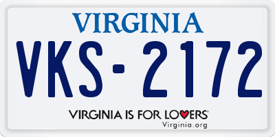 VA license plate VKS2172