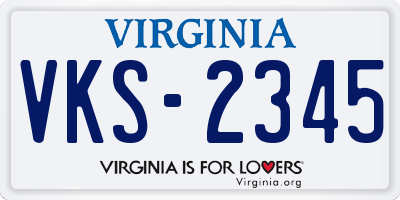 VA license plate VKS2345