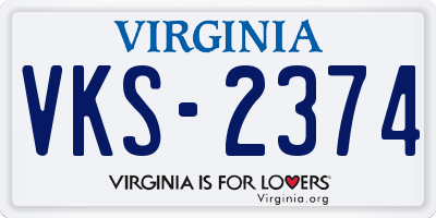 VA license plate VKS2374