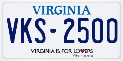 VA license plate VKS2500