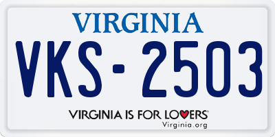 VA license plate VKS2503