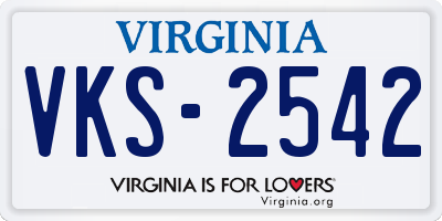 VA license plate VKS2542