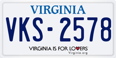 VA license plate VKS2578