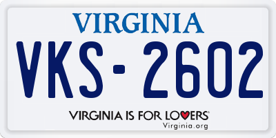 VA license plate VKS2602