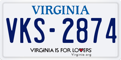 VA license plate VKS2874