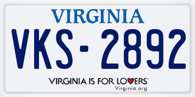 VA license plate VKS2892