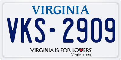 VA license plate VKS2909