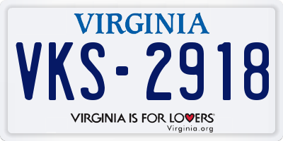VA license plate VKS2918