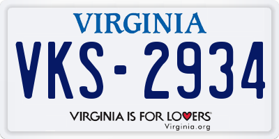 VA license plate VKS2934
