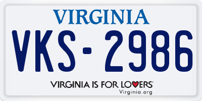 VA license plate VKS2986