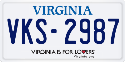 VA license plate VKS2987