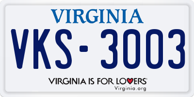 VA license plate VKS3003