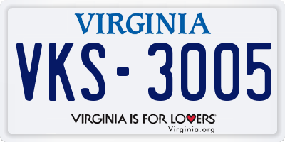 VA license plate VKS3005